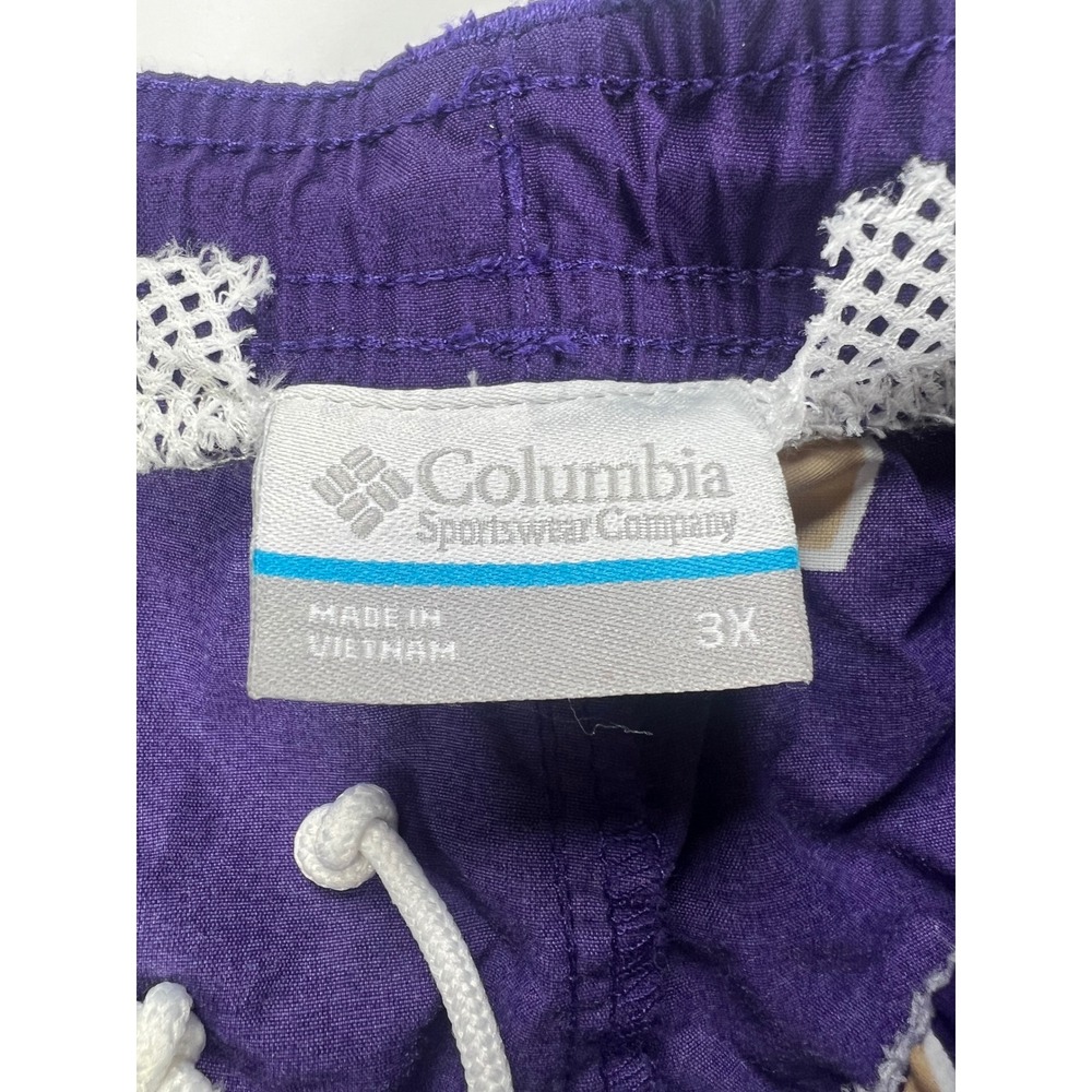 Columbia PFG Shorts Mens 3X Purple Washington Huskies Omni-Shade Logo Print - Picture 2 of 7